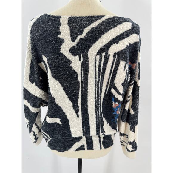 Mother Denim Black White Abstract Sweater Pullover Sweatshirt Cut Medium - Picture 5 of 11